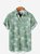 Men's 50's Classic Coconut Tree Wave Print Green Short Sleeve Hawaiian Shirt