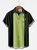 Mens Green Vintage Series Geometric Cotton-Blend Short Sleeve Shirts