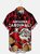 Royaura Men's Christmas Funny Santa Claus Print Hawaiian Shirts Tuckless Botton Up Shirts