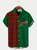 Royaura Men's Christmas Red Check Christmas Truck Bowling Shirts Breathable Button Up Big and Tall Shirts