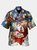 Royaura Men's Holiday Christmas Santa Hawaiian Short Sleeve Button Up Shirt