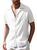 Plain Shirt Collar Cotton And Linen Short Sleeve Short Sleeve Shirt
