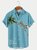 Royaura Men's Christmas Elk Coconut Tree Print Short Sleeve Hawaiian Shirt