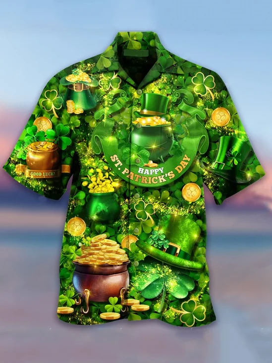 Men's Casual Happy St. Patrick'S Day Hawaiian Shirt