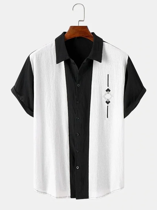 Mens Casual Series Buttons Up Short Sleeve Wrinkle Free Royaura Shirts