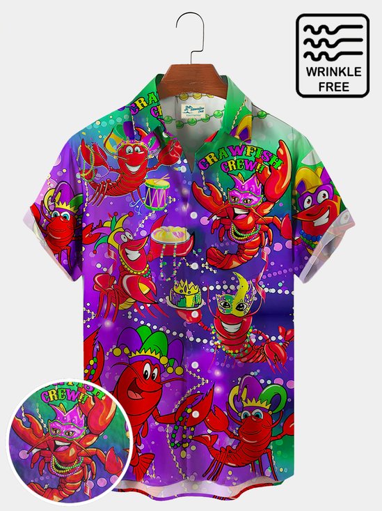 Royaura Carnival Food Festival New Orleans Lobster Print Shirt Plus Size Holiday Shirt