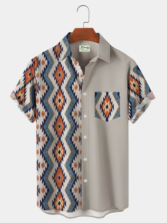 Royaura Vintage Western Ethnic Print Shirt Plus Size Shirt