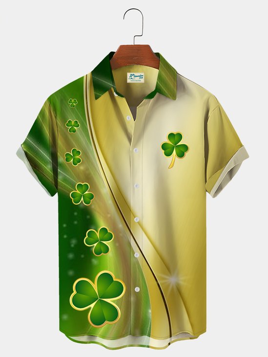 Royaura St. Patrick's Day Gradual Clover Print Holiday Shirt Plus Size Shirt