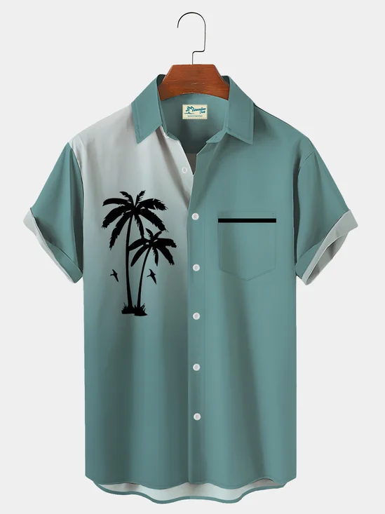 Royaura Hawaiian Coconut Tree Print Holiday Shirt Plus Green Shirt