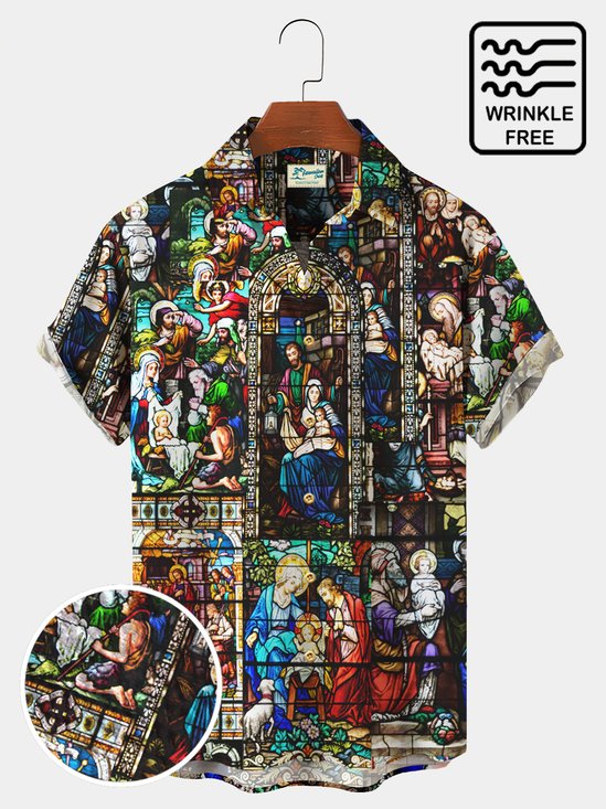 Royaura Vintage Easter Jesus Cross Hawaiian Shirt Plus Size Vacation Wrinkle Free Shirt