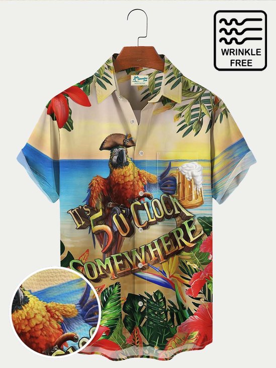 Royaura Beach Vacation Casual Men's Hawaiian Shirts Stretch Oversized Button Quick Dry Shirts