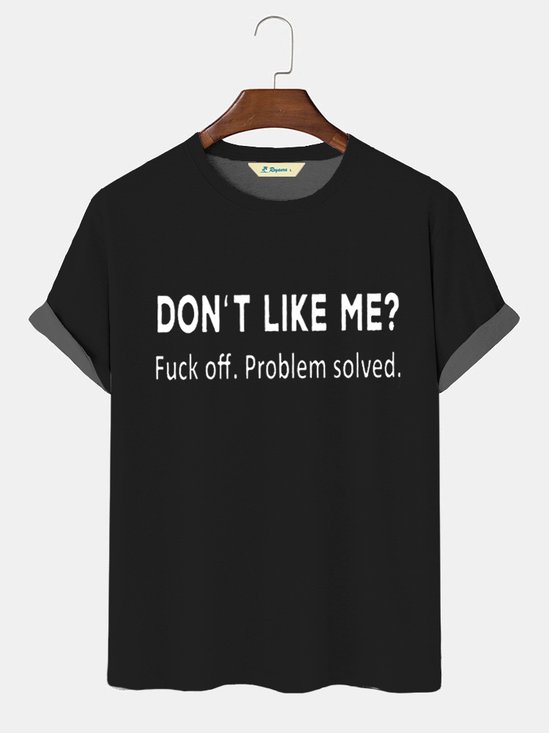 Royaura Men's Do Not Like Me Problem Solved Funny Graphic Print Casual Text Letters Loose Comfortable T-Shirt