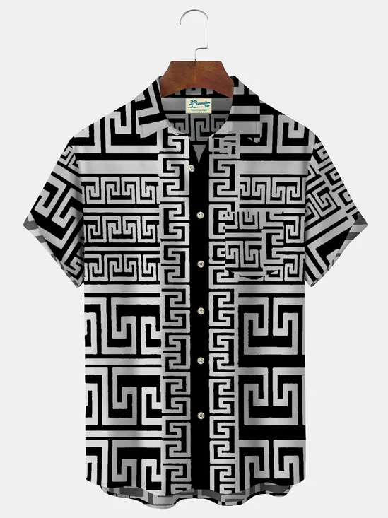 Royaura Neon Ethnic Aztec Pattern Retro Bowling Hawaiian Shirt Oversized Vacation Aloha Shirt