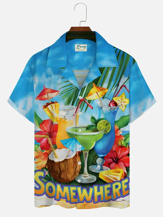 Royaura Men's Holiday Casual Shirt Lapel Hawaiian Short Sleeve Shirt