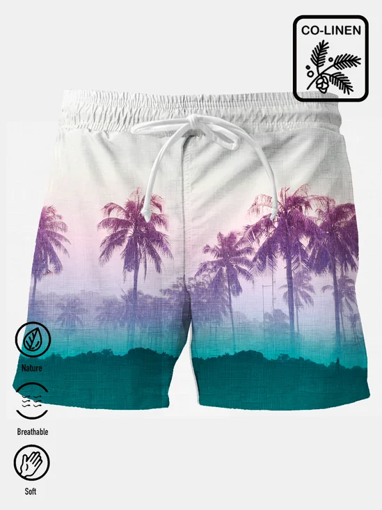 Royaura Nature  Fiber Coconut Tree Multilayer Color Men's Hawaii Breathable Natural Casual  Shorts