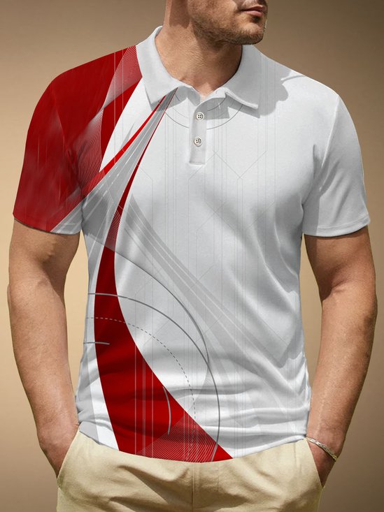 Royaura Artistic Geometric Men's Button Down Polo Shirt