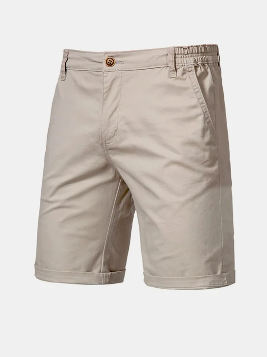 Comfortable Casual Shorts Straight Cropped Pants Plus Size Solid Color Basics