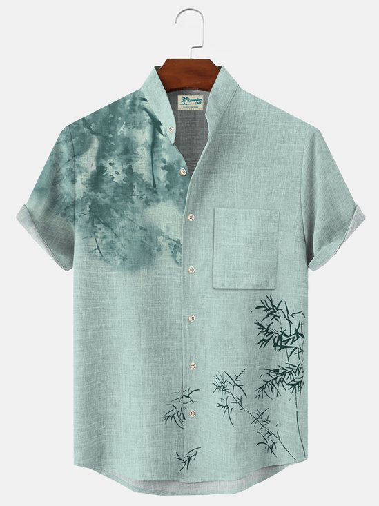 Royaura Hawaiian Floral Ombre Print Men's Button Pocket Shirt