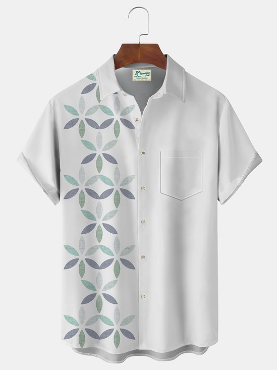 Royaura Basic Casual Flower Print Beach Men's Hawaiian Oversized Shirt With Pocket