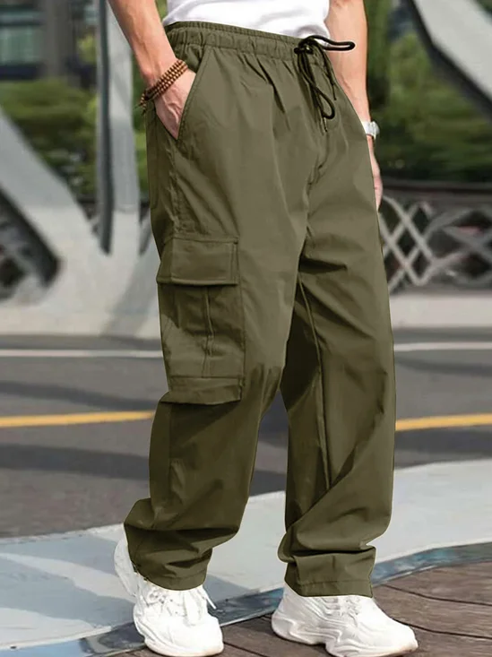 Royaura Loose Multi-Pocket Straight Leg Casual Men's Trousers