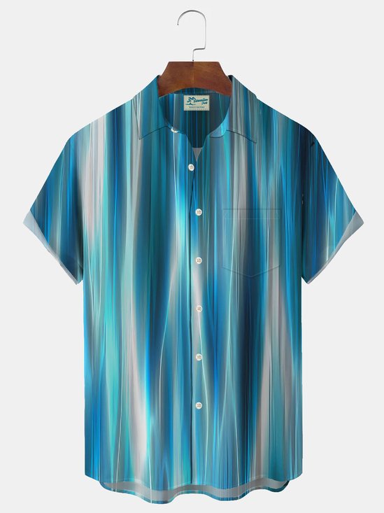 Royaura Gradient Aurora Technology Print Men's Button Pocket Shirt