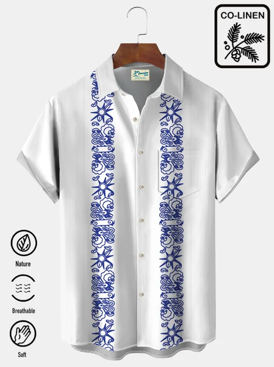 Men's Casual Floral Print Comfortable Short Sleeve Shirt