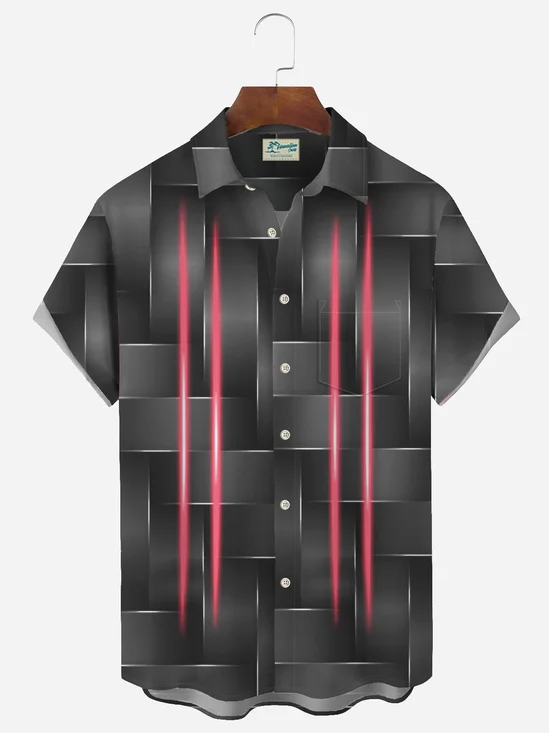 Royaura Vintage Gradient Textured Stripe Printed Men's Button Pocket Shirt