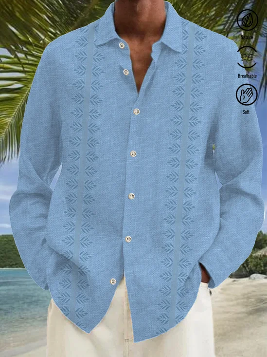 Royaura Vintage Bowling Floral Print Beach Men's Hawaiian Oversized Long Sleeve Shirt with Pockets