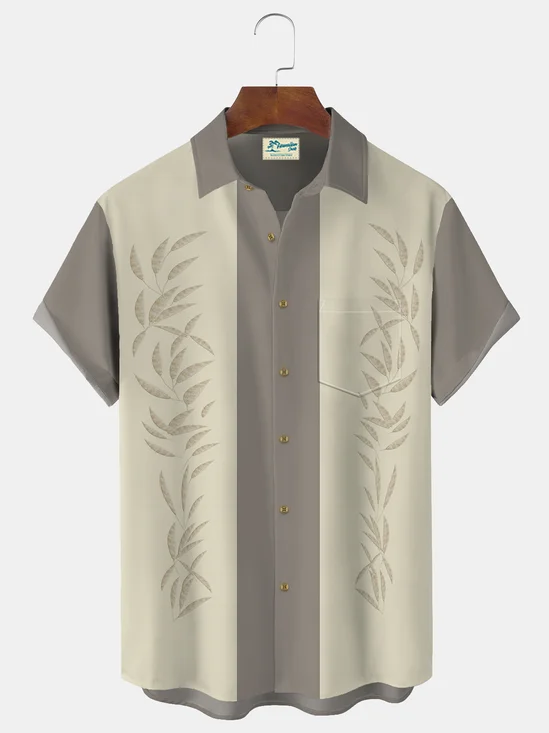 Royaura Vintage Bowling Print Beach Men's Hawaiian Oversized Short Sleeve Shirt with Pockets