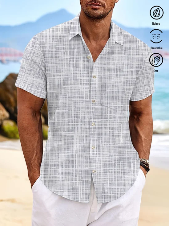 Royaura Basic Casual Print Beach Men's Hawaiian Oversized Short Sleeve Shirt with Pockets