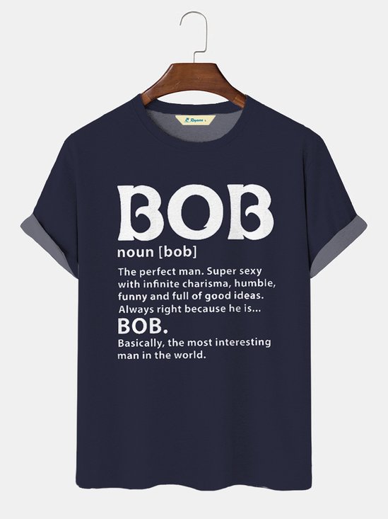 Men's Funny Bob The Perfect Man Graphic Printing Text Letters Loose Casual T-Shirt