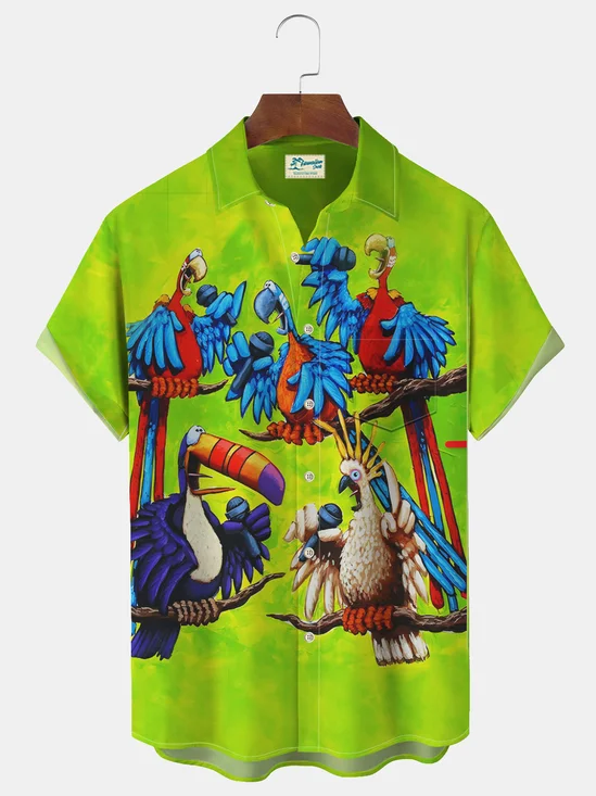 Royaura Print Beach Men's Hawaiian Oversized Shirt with Pockets