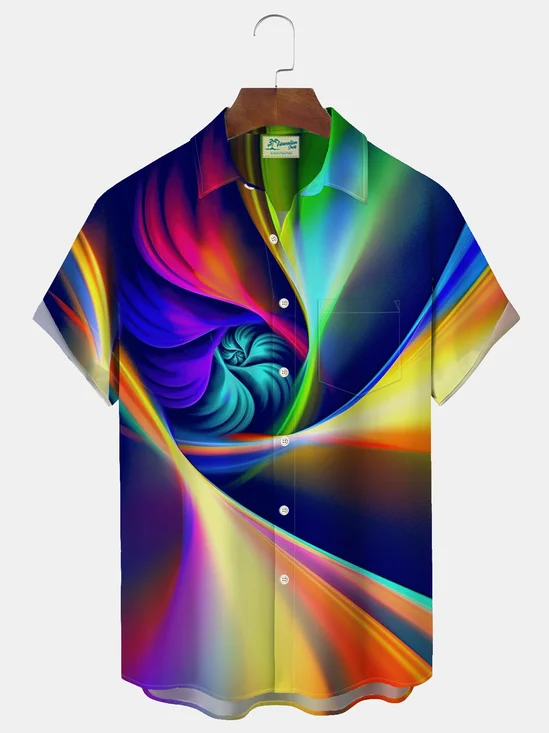 Royaura Men's Art Ombre Print Button Pocket Shirt