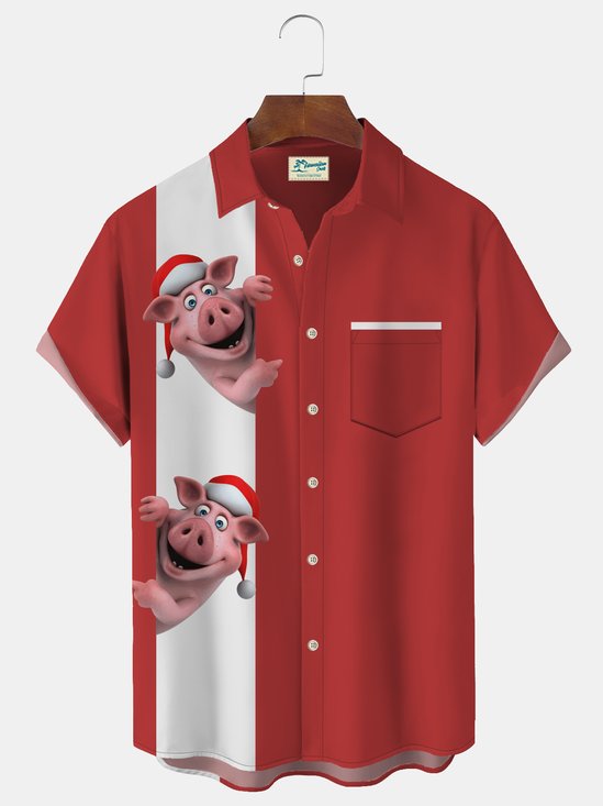 Royaura Cute Pink Pig Men's Hawaiian Shirt