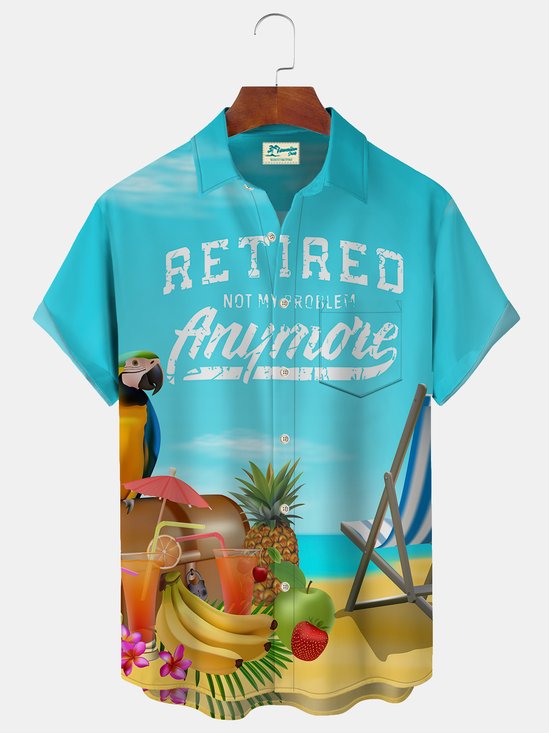 Royaura Art Aurora Ombre Print Beach Men's Hawaiian Oversized Short Sleeve Shirt with Pockets