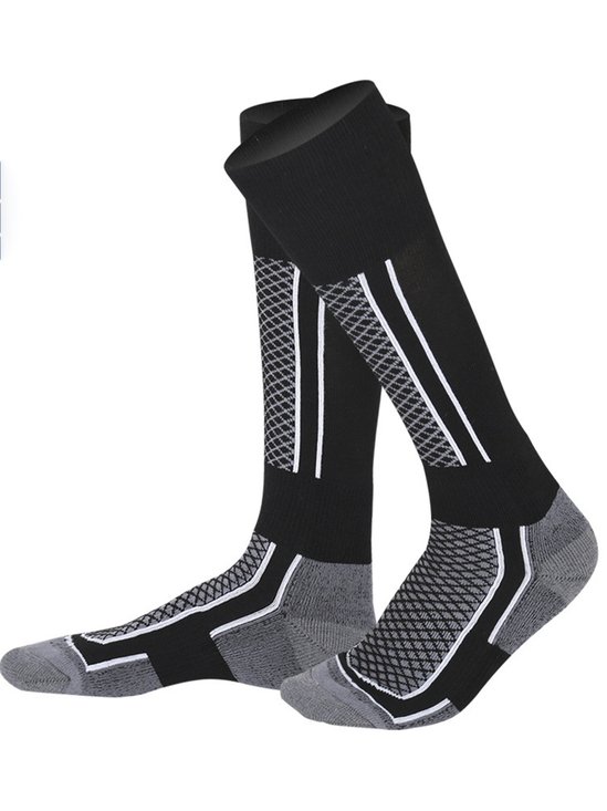 Royaura Men's outdoor warm mid-length contrast wool coil socks