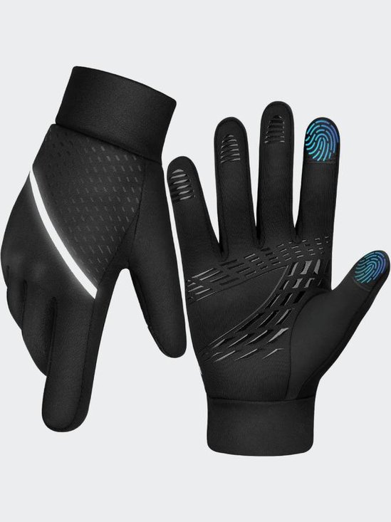 Black Casual Plain Windproof Men's Gloves & Mittens