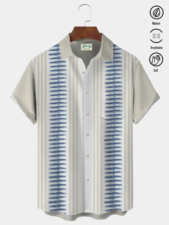 Royaura® Vintage Guayabera Men's Off-White Shirt Breathable Comfort Pocket Camp Shirt Big Tall
