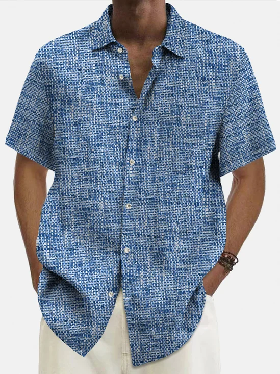 Royaura Basic Textured Print Men's Button Pocket Shirt