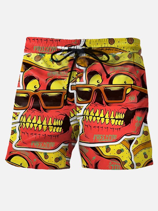 Royaura® Hawaiian Skull Selection 3D Printed Men's Beach Shorts Casual Pants