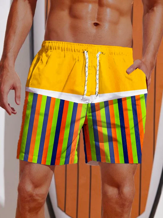 Royaura® Beach Vacation Men's Striped Beach Pants Quick-drying Stretch Casual Boat Shorts