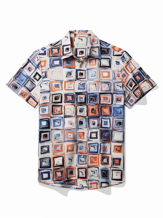 Royaura® Cool Ice Men's Hawaiian Shirts Medieval Geometry Sweat-wicking Breathable Wrinkle Free Pocket Shirts