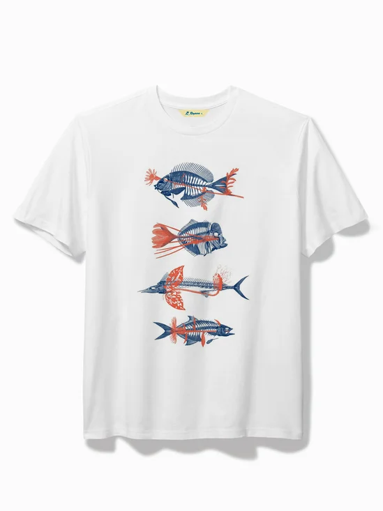 Royaura® Protect Marine Life Fish Print Men's Round Neck Short Sleeve T-Shirt