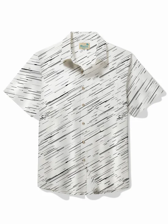 Royaura® Basic Slash Print Men's Hawaiian Shirt Stretch Easy Care Pocket Camping Shirt