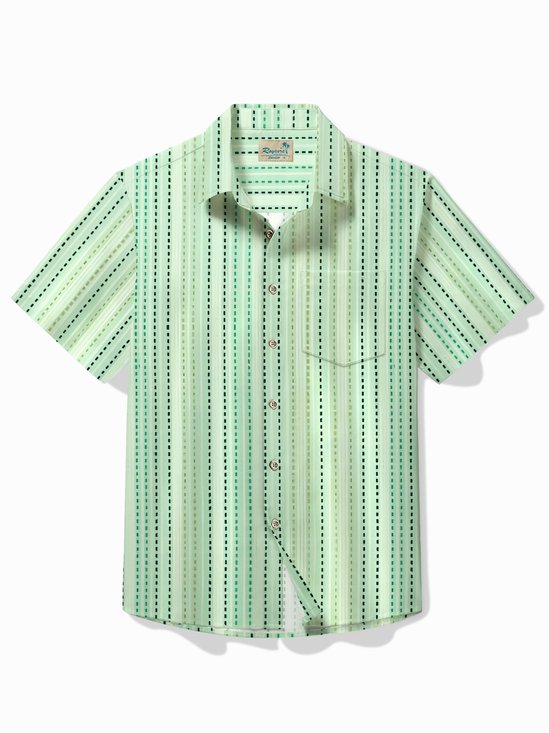 Royaura® Basic Striped Men's Hawaiian Shirt Stretch Easy Care Pocket Camping Shirt Big Tall
