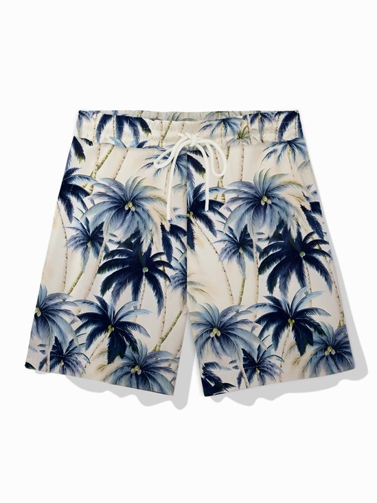 Royaura® Hawaiian Coconut Tree 3D Printed Men's Beach Shorts Casual Pants