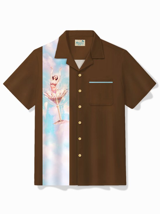 Royaura® Vintage Bowling Dita Von Teese Cocktail Print Hawaiian Shirt Plus Size Holiday Shirt