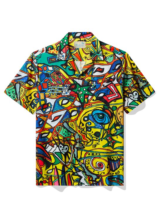 Royaura® x David Henry Lombardi San Diego Abstract Graffiti Art Vintage Hawaiian Shirt Oversize