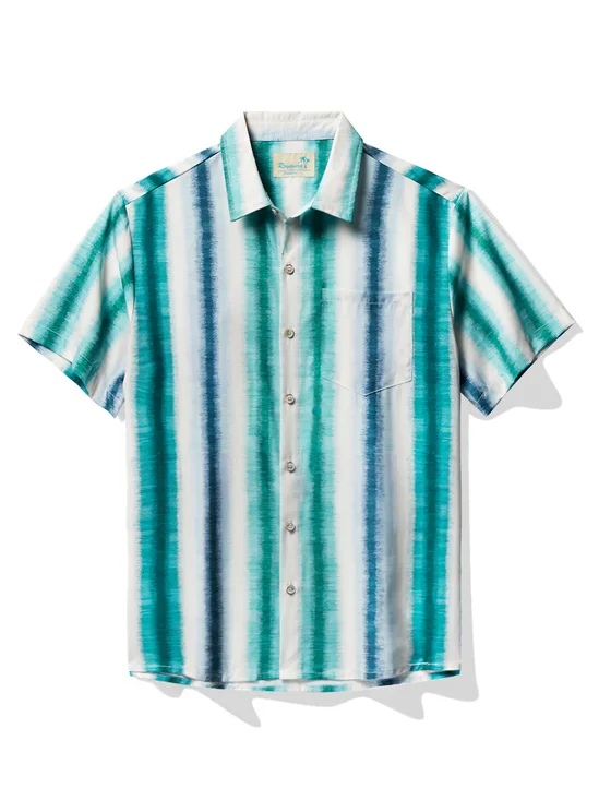 Royaura® Basic Stripe Gradient Printed Men's Button Pocket Shirt