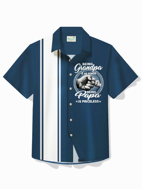 Royaura® Men's Bowling Shirt Being Grandpa Is An Honor Camp Pocket Shirt Big Tall